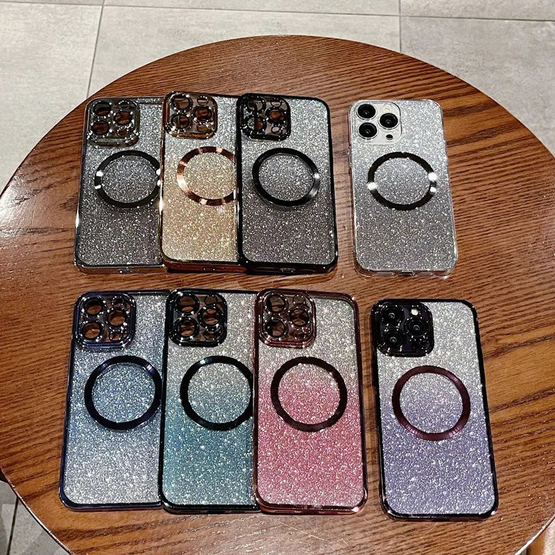 Glitter Plating Magnetic Ring Phone Case For Xiaomi Mi 14 15 Ultra 13 12 11 10T Lite 11T 12T 13T 14T Pro 11i 11X 12X Soft Cover