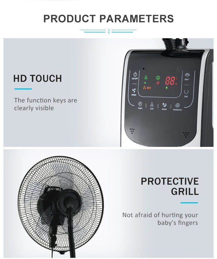 Air Cooler Domestic Standing Humidifier Mist Fan With Remote Water Mist Fan Spray
