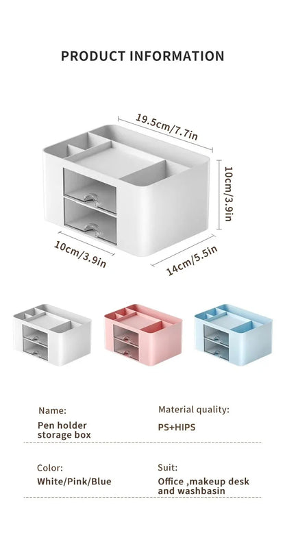 1PC Pen Organizer With 2 Drawer Multi-Functional Pencil Holder For Desk Holder Storage Box For Desk Office Supplies Vanity Table