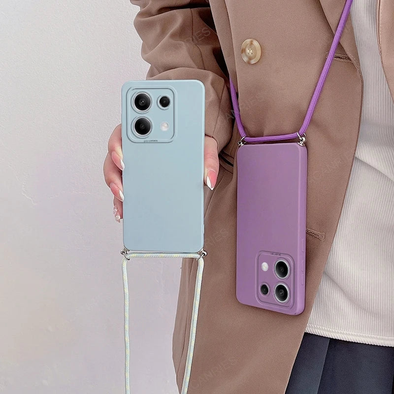 Funda con cordón cruzado para Xiaomi Redmi Note 13 Pro Plus 4G 5G, funda trasera de silicona con cordón para Poco X6 M6 Pro, Note 13 Pro y MX 6 X6 Pro