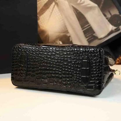 2023 New Luxury Crocodile Bag for Women Casual Tote High Qualtiy Patent Leather Shoulder Purses Elegant Dinner Noble Purse Black