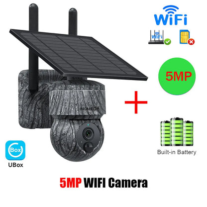 INQMEGA 5MP 4MP WIFI Wireless PTZ Solar Camera 4G SIM With Solar Panel Two Way Audio Security Protection CCTV Camera Battery Cam