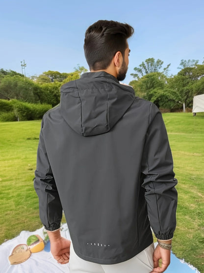 Men's Lightweight Waterproof Rain Jacket, Hooded Shell Outdoor Raincoat Hiking Windbreaker Jacket Coat