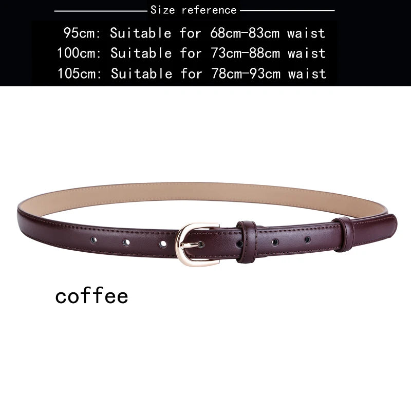 Women's belt genuine leather fashion casual simple everything matching decoration cowhide pants belt white jeans small belt