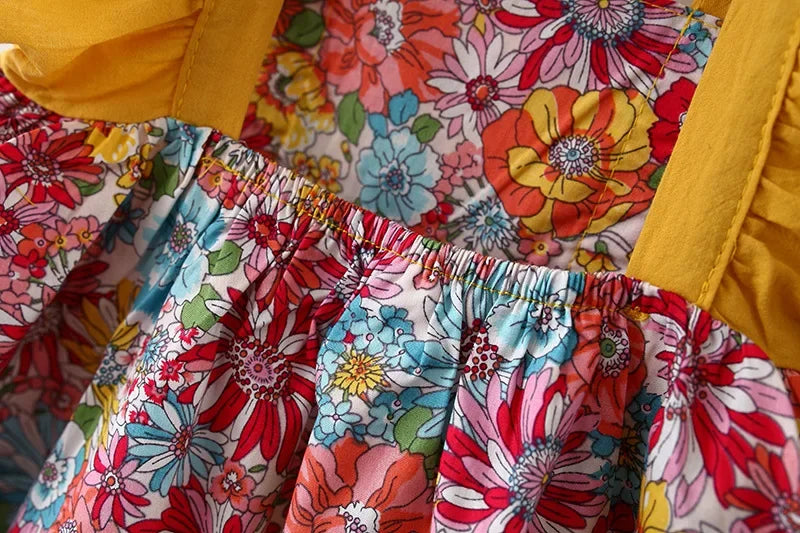 Vestido de verano para niña con tirantes y flores fragmentadas, sin mangas, de princesa, para recién nacida de 0 a 3 años, incluye gorro.