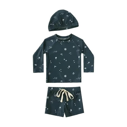 2025 Summer Baby Boys Swimsuit Long Sleeves One Piece Swimwear for Kids Toddler Cartoon UPF50+ Rash Guards Infant Bathing Sui