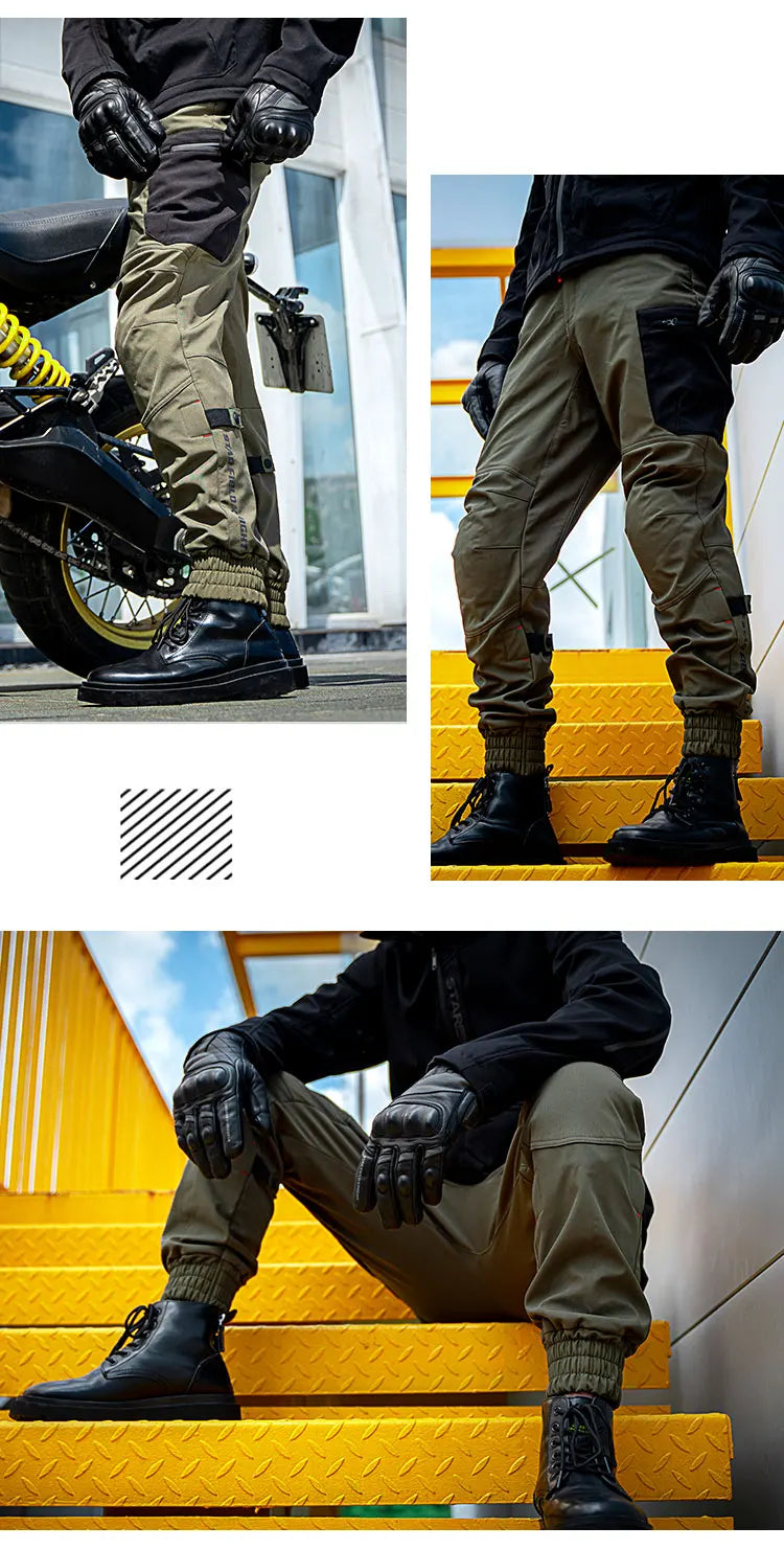SFK New Black Motorcycle Pants Riding Men Equipment Summer Breathable Trousers With CE Protection Armor Wearing Gears Accessories