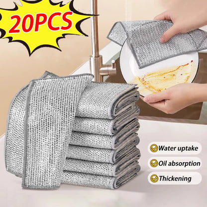 Paño de limpieza mágico grueso de doble cara, de alambre de acero y metal, para cocina, lavavajillas, ollas, utensilios de limpieza, 20 unidades