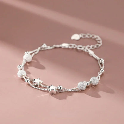 925 Sterling Silver Beautiful Stars Bracelets For Women Korean Fashion Designer Adjustable Bead Bracelet Luxury Original Jewelry