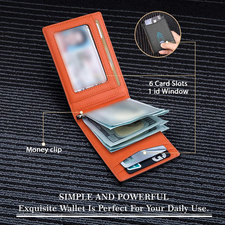 RFID Credit Card Holder Men Wallets Money Clip Luxury Slim Thin Mini Wallet Male Small Short Purse Minimalist Billfold Wallet