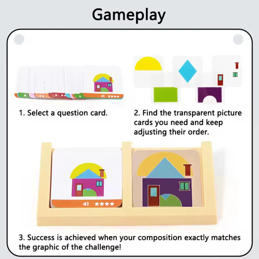 1set- House Logic Game Montessori Toys Creative Geometric Shape Spatial Imagination Intellectual Thinking Puzzle Games Kids Toy