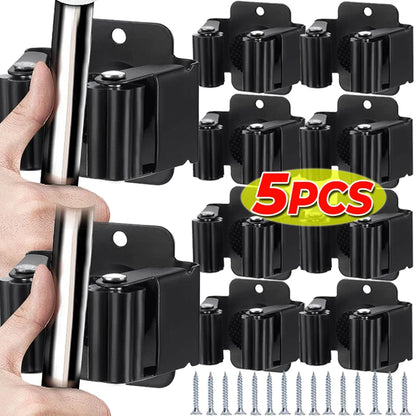 1/5PCS Mop Broom Holders Wall Mounted Storage Clips Rack with Screws Handle Hanging Tools for Home Kitchen Bathroom Garden Clip