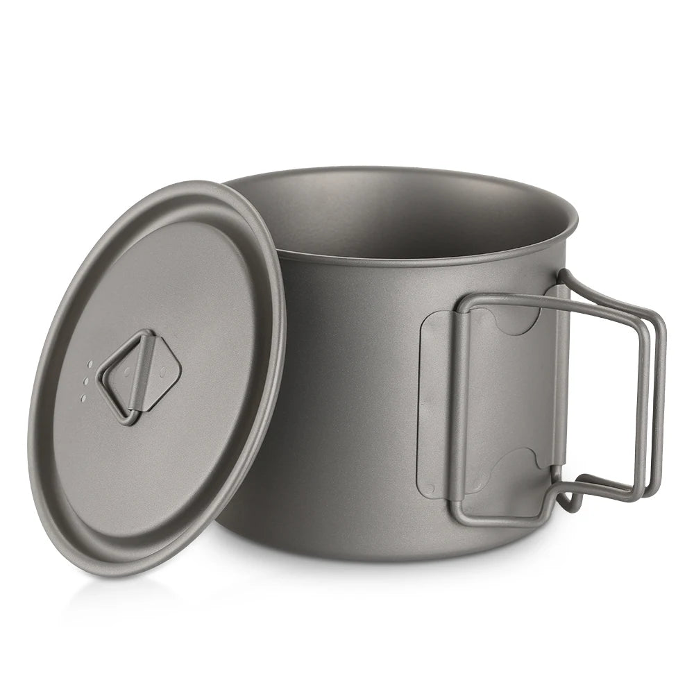 Taza de agua ultraligera de titanio Lixada con asa plegable, portátil para exteriores, camping, picnic, 300 ml/350 ml/550 ml/650 ml