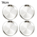 4Pcs Stainless Steel Round Plate Bone Spitting Dish Shallow Tray Metal Camping Plate Dining Disc BBQ Picnic Dishes Cookware