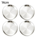 4Pcs Stainless Steel Round Plate Bone Spitting Dish Shallow Tray Metal Camping Plate Dining Disc BBQ Picnic Dishes Cookware