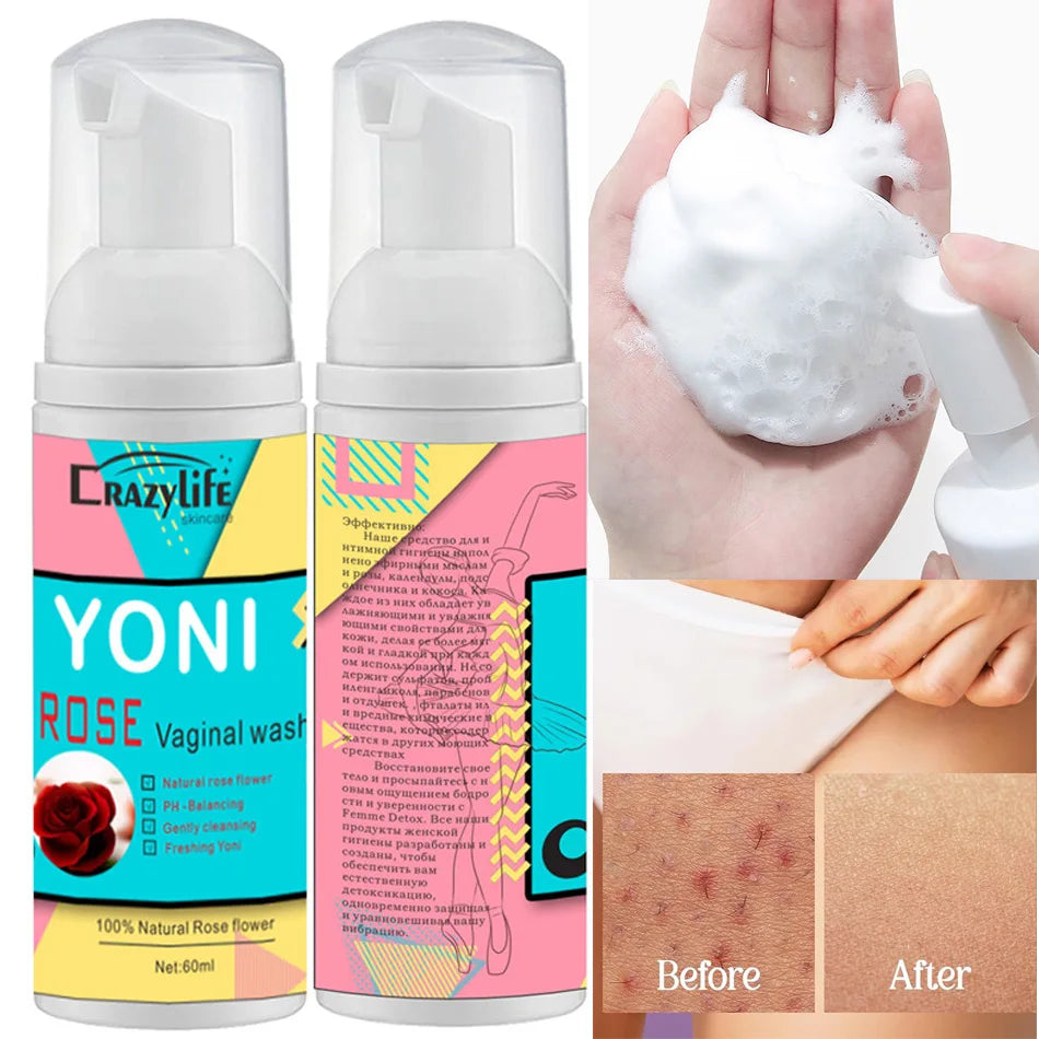 Feminine Intimate Yoni Wash Natural Washing Foam Vaginal Herbs Washer Hygiene Vagina Detox Cleaning Care for Women's Health 60ml