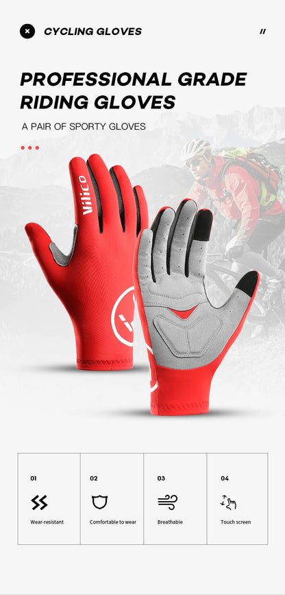 Touch Screen Long Full Fingers Half Fingers Gel Sports Cycling Gloves MTB Road Bike Riding Racing Women Men Bicycle Gloves