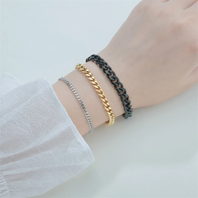 3-11mm Thick Waterproof Chain Bracelet for Men, Stainless Steel Cuban Chain Wristband, Classic Punk Heavy Men's Jewelry Gift
