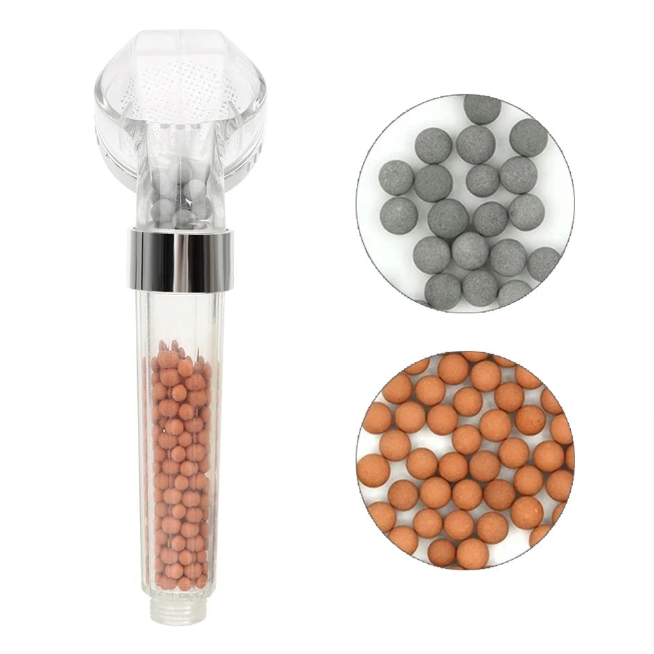 Anti Limestone Filtered Shower Head ABS High-Pressure Water Saving Handheld Clear Showerheads with Filter Beads for Bathroom