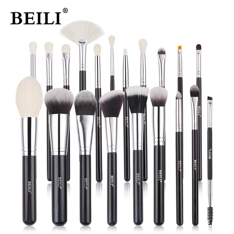 BEILI Black Makeup brushes set Professional Natural goat fiber hair brushes Foundation Powder Contour Eyeshadow make up brushes