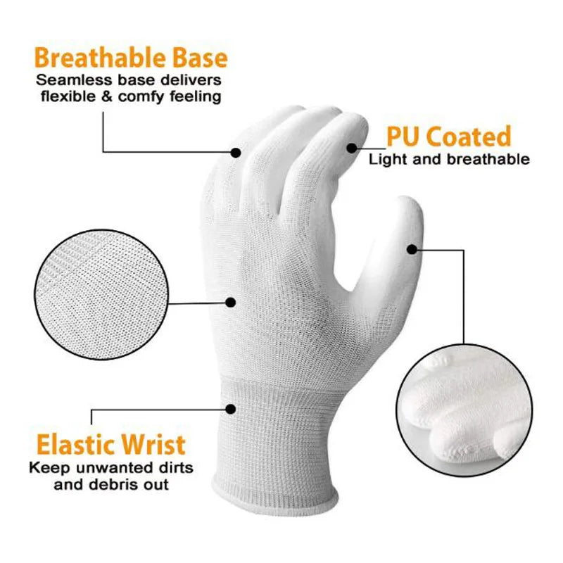 24Pieces/12Pairs Professional Working Protective Gloves For Men Construction Women Garden Nylon Running Glove Obtained CE EN388.