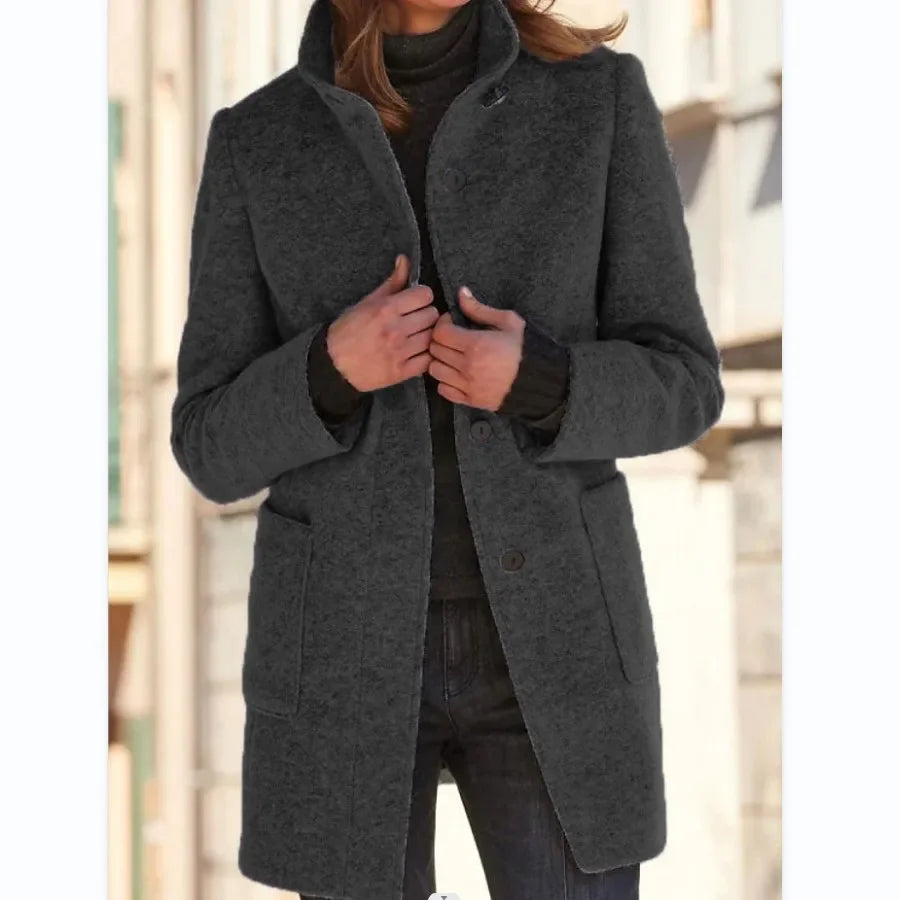 Cardigan Coat Women Clothes Warm Autumn 2023 Fashion Versatile Loose Fitting Retro Button Stand Collar Long Sleeve Y2k Overcoat