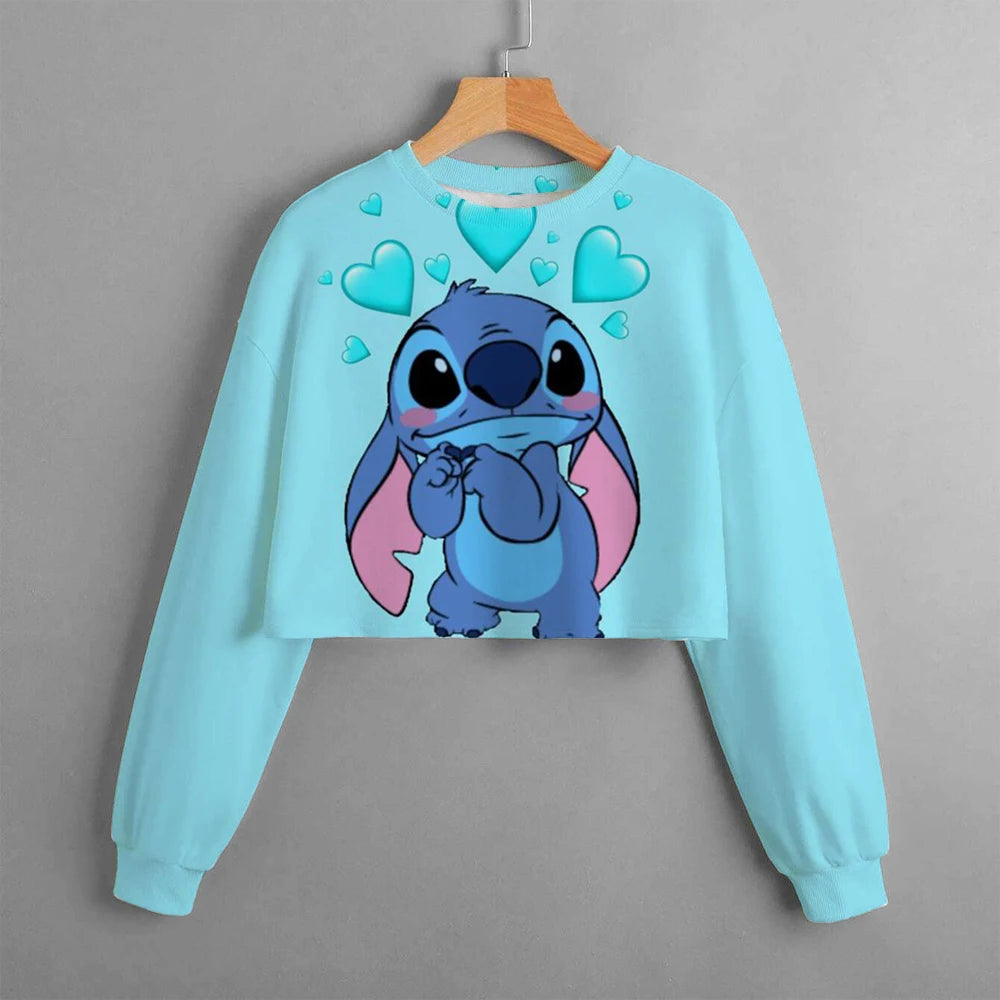 Casual New Spring and Autumn Disney Classic Children's Clothing Print Girls Short Hoodie Sweater Stitch Comfortable and Cute Top