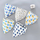 5pcs Baby Bibs Waterproof Pure Cotton Bilayer Saliva Towel Triangle Scarf Newborn Boys Girls Absorbent Cloth Bib Saliva Scarf