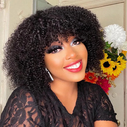 MsSunlight Afro Kinky Curly Wig Human Hair Short Wigs For Woman Human Hair 100% Natural 4B 4C Brazilian Hair Wigs Full Machine