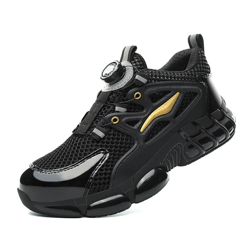 Men Rotating Button Safety Shoes Steel Toe Work Sneakers Indestructible Shoes Puncture-Proof Work Boots Air Cushion Safety Shoes