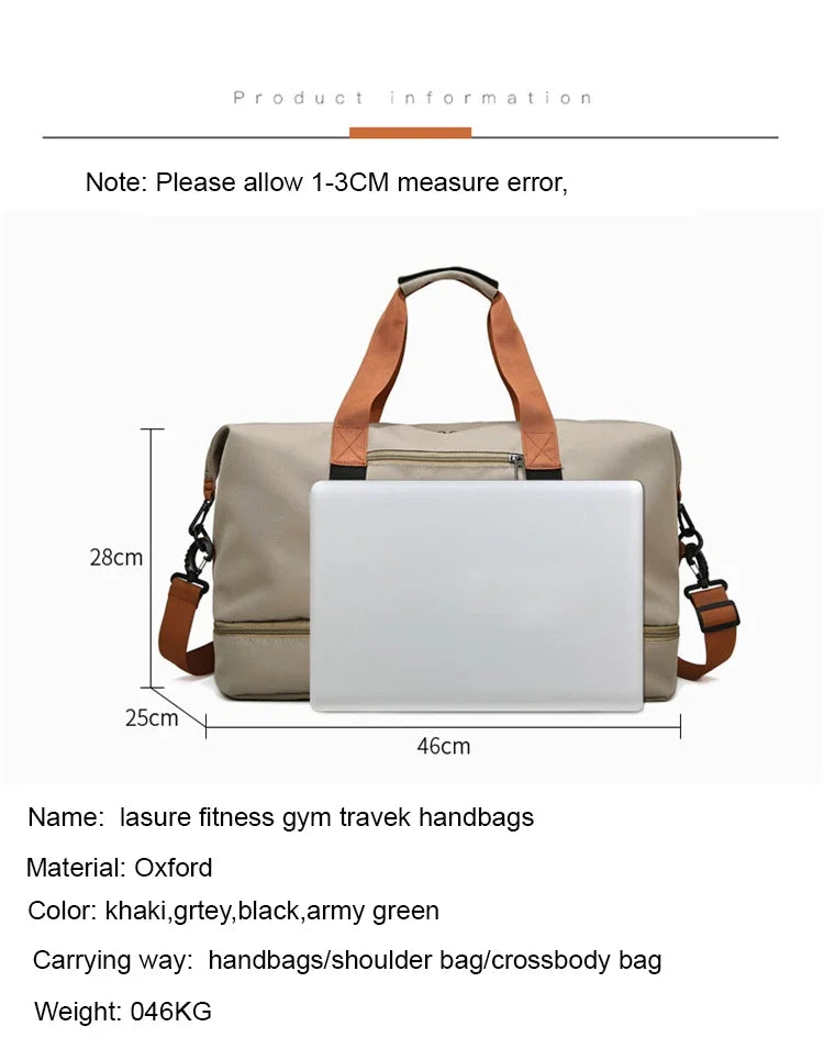 Bolsa de gimnasio de viaje, equipaje de corta distancia, bolsas de fitness portátiles, bandolera, bolso de pecho, bolso de mano, bolso de mano, bolso de fin de semana