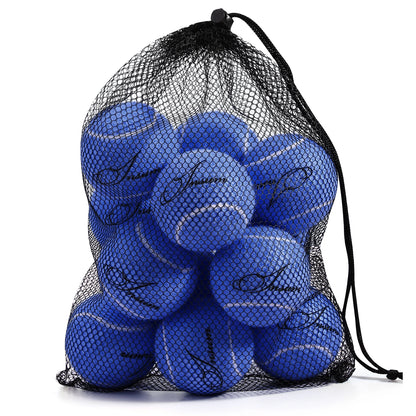 12pcs Tennis Balls with Mesh Carry Bag Practice Ball High Elasticity Pet Dog Playing Balls Outdoor Training Sports Rubber Tennis