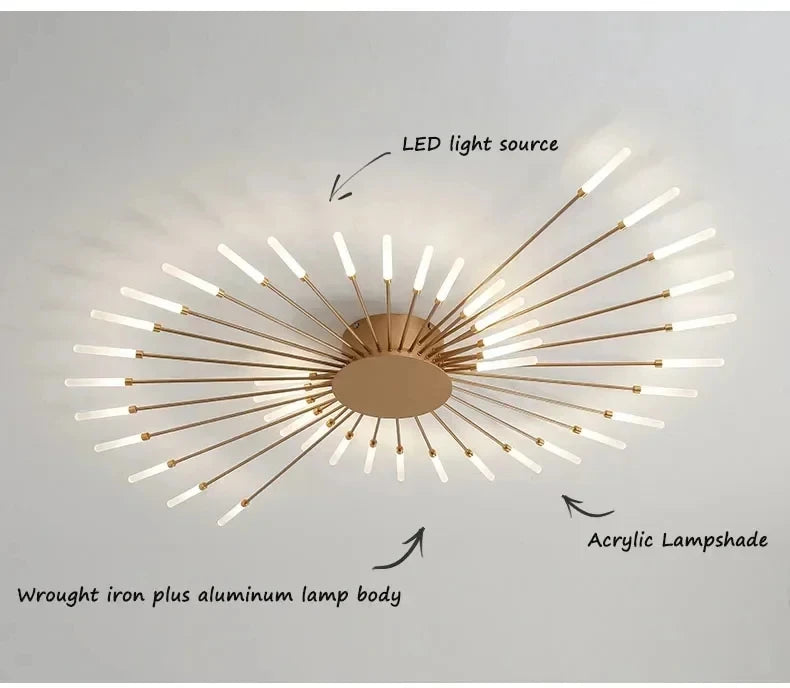 Lámpara de techo LED moderna para sala de estar, comedor, dormitorio, diseño de fuegos artificiales nórdicos, decoración del hogar, iluminación interior