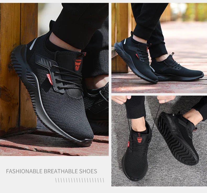 Safety Shoes Men With Steel Toe Cap Anti-smash Men Work Shoes Sneakers Light Puncture-Proof Indestructible Shoes Tactical Boots