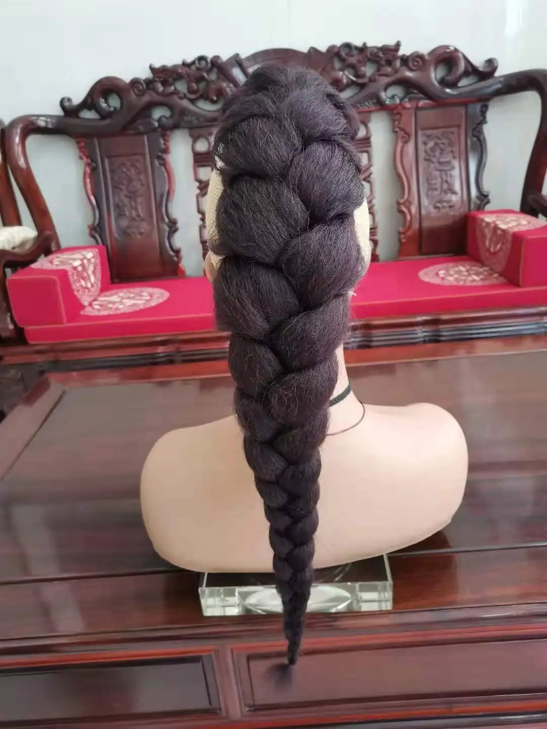 Rabo de cabelo com trança 75cm textura afro kinky straight