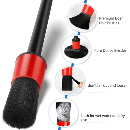 5 pçs kit de escova de limpeza do carro detalhe automático escovas poeira para interior do carro detalhando escova conjunto roda jantes escova limpa ferramentas