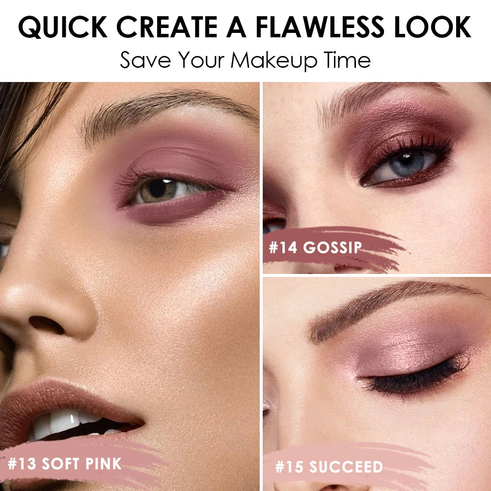 FOCALLURE Lápiz de sombra de ojos perlado de 24 colores, resistente al agua, con brillo, pigmento brillante, delineador en barra, herramientas de maquillaje