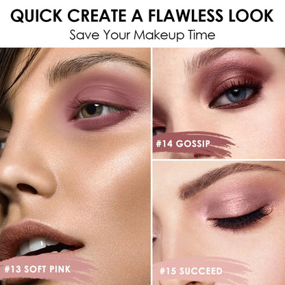 FOCALLURE Lápiz de sombra de ojos perlado de 24 colores, resistente al agua, con brillo, pigmento brillante, delineador en barra, herramientas de maquillaje
