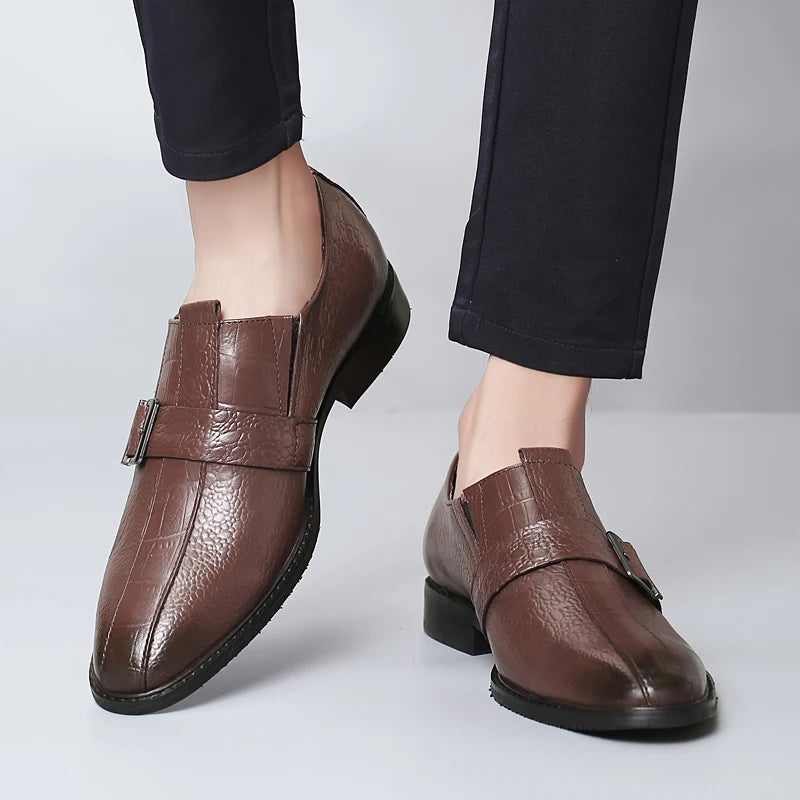 British Style Genuine Leather Wedding Oxfords Business Shoes Mens Casual Leather Crocodile Pattern Office Work Shoes Dress Shoes