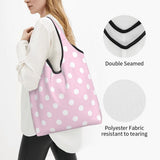 Custom Recycling Classic Black And White Polka Dot Shopping Bag Women Tote Bag Portable Grocery Shopper Bags