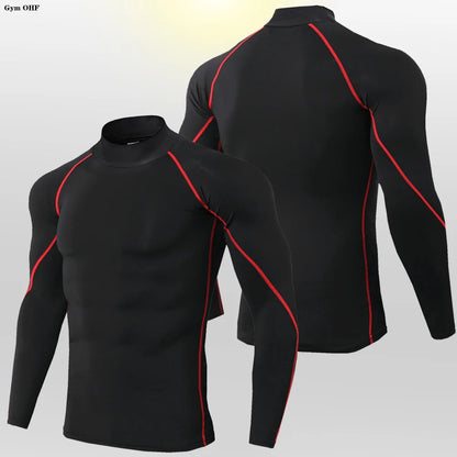 Camisetas deportivas de cuello alto para hombre, nuevas, de secado rápido, para gimnasio, fitness, running, compresión, informales, para exteriores, con protección solar 