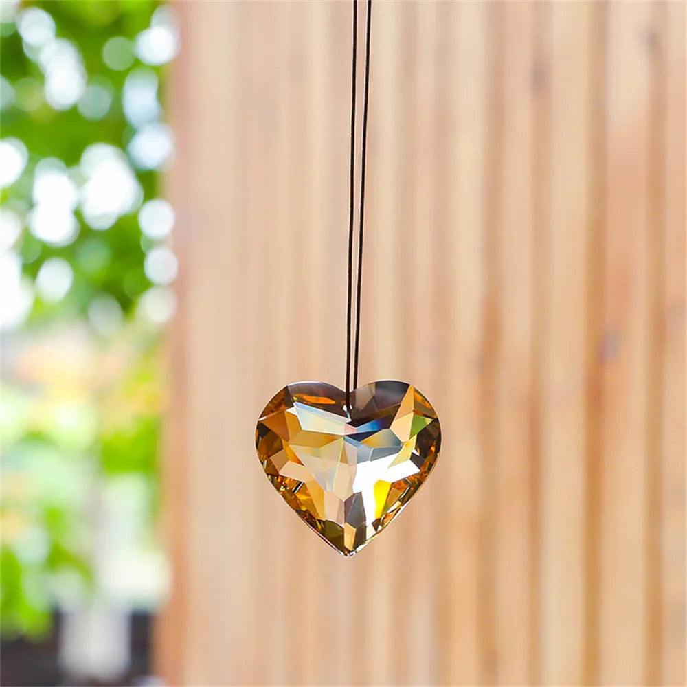 45mm Hanging Heart Suncatcher Prism Pendant Crafts for Home Office Garden Decoration Rainbow Maker Window Pendant 2025 Xmas Gift