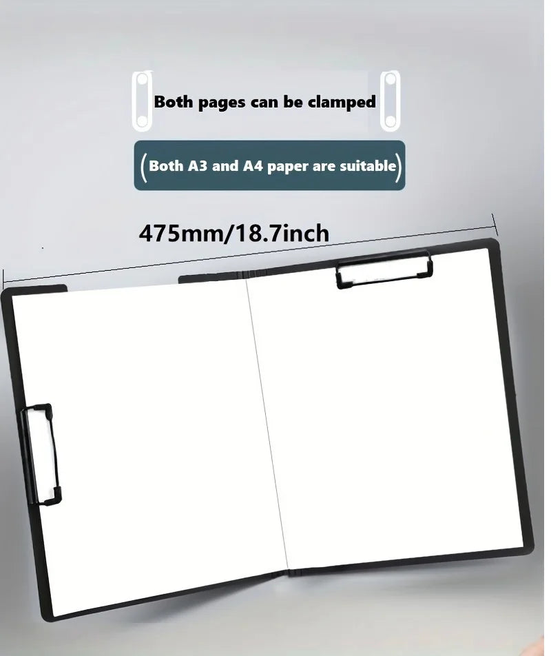 1pc A4 File Folders, Documents Organizer, Clipboard With Cover, Paper Folder For Business & School, Stationery & Office Supplies