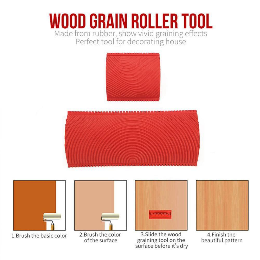 6Pcs Rubber Texture Roller Brush Imitation Wood Graining Wall Painting Home Decoration Art Embossing Diy for Wall Painting Tools