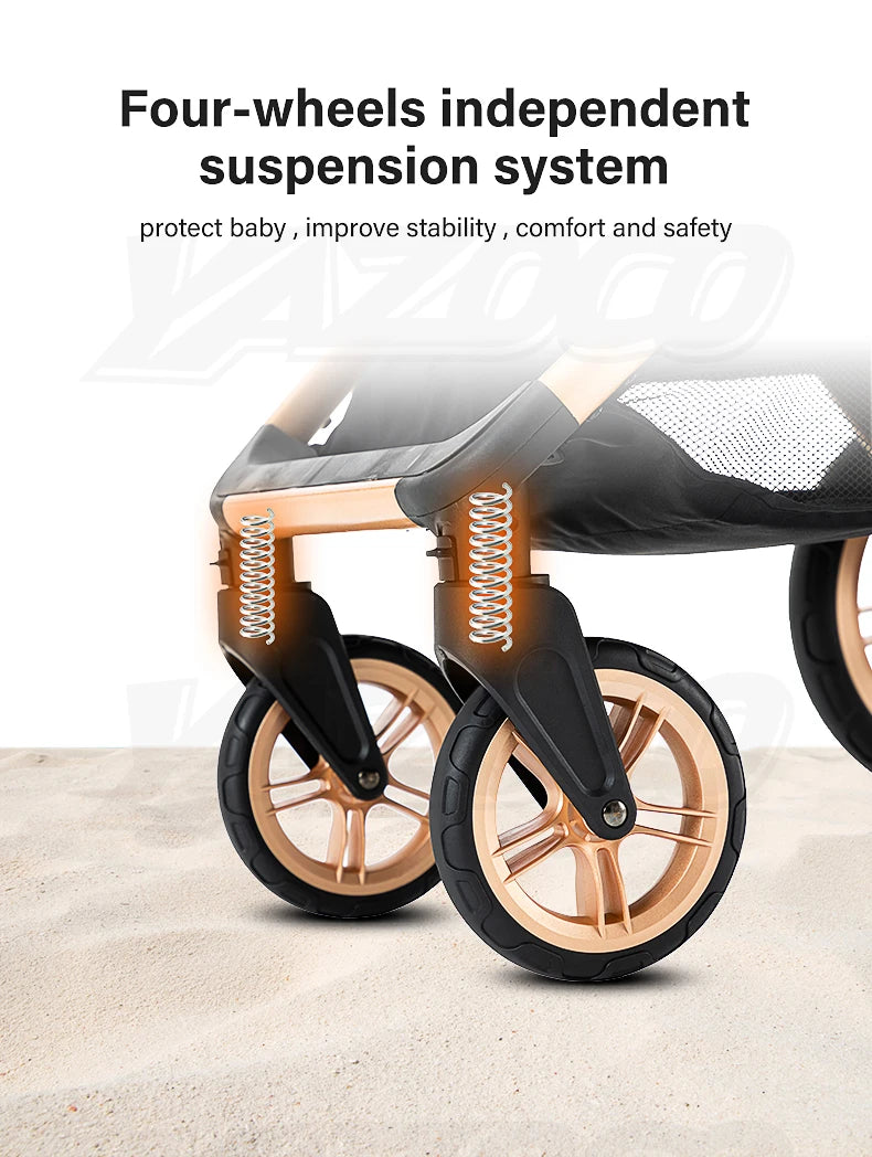 Newest Baby Stroller 3 in 1 Lightweight High Landscape Baby Carriage Aluminum Frame Travel System with Car Seat Pram for Newborn