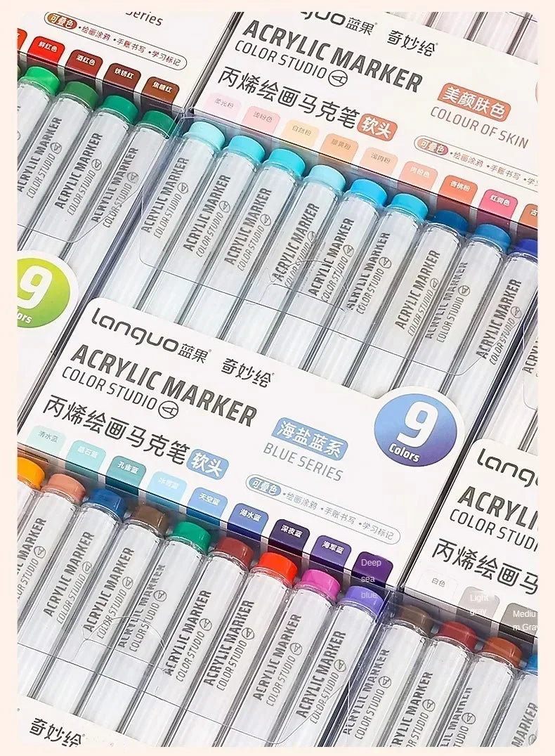 9/144 Colors Acrylic Paint Art Marker Pen DIY Painting Drawing for Card Ceramic Stone Mug Glass Fabric Clothes Art Supplies