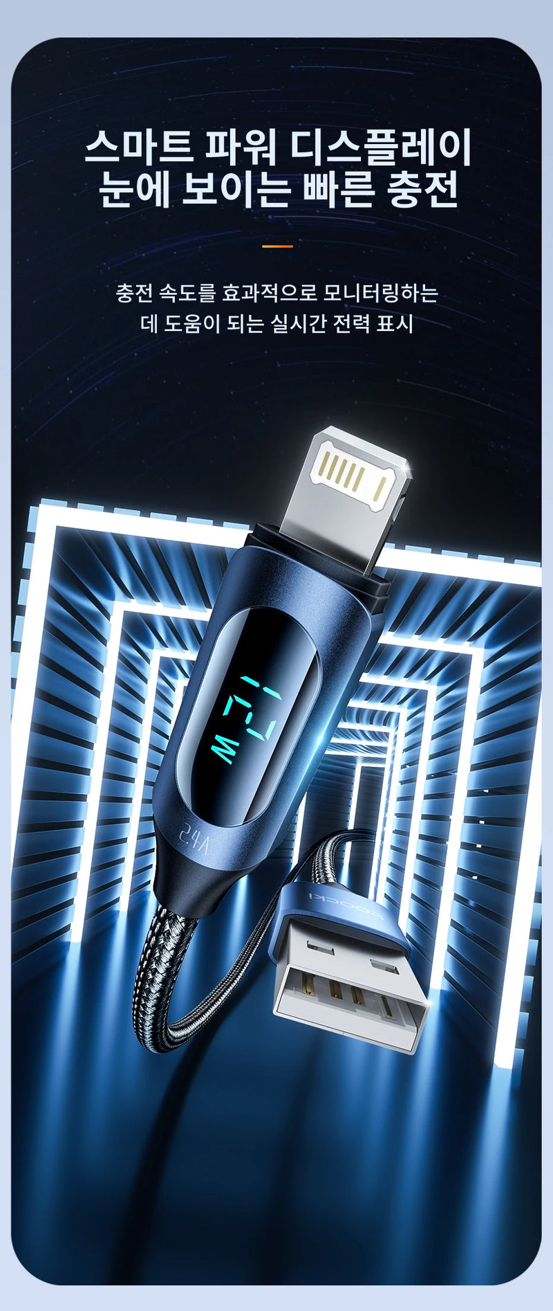 Toocki LED Display USB Cable For iPhone 14 13 12 11 Pro Max Fast Charger Charging Lightning 2.4A USB Wire Cord X XR 8 7 1m 2m