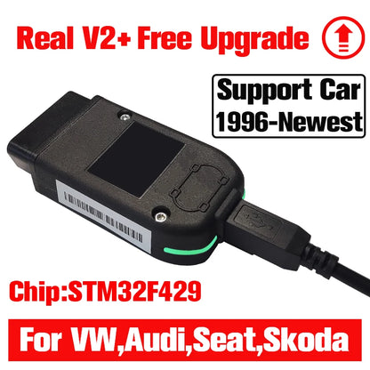 Actualización de Vag Com Real V2 1996-2024 con VIN ilimitados. Real V2 24.8 en línea con logotipo. Interfaz USB de hardware para codificación de diagnóstico VAG.