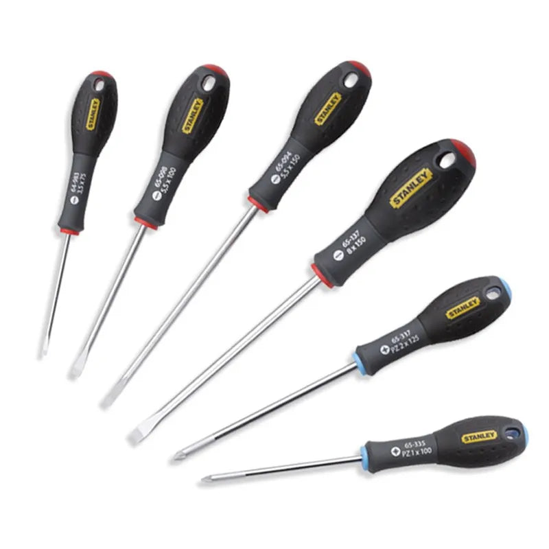 STANLEY Slotted Screwdriver Set with large diameter handle, reinforced tool holder, comfortable grip and durability, 65-428-14 meters