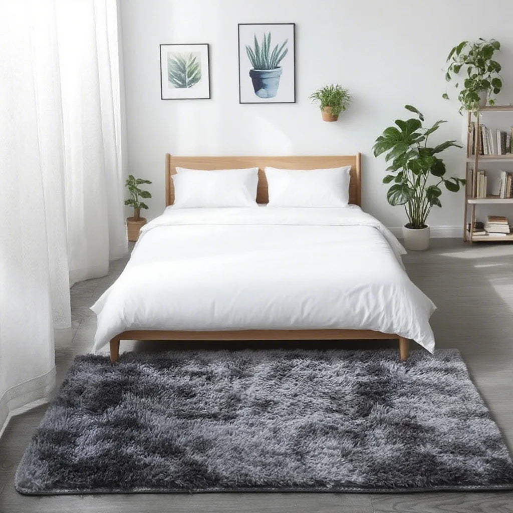 Shaggy Area Gray Rug For Living Room Super Soft Long Pile Bedroom Carpet Non-Slip Children's Home Decor Fluffy Bedside Floor Mat